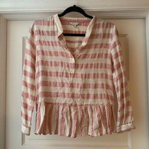 Lucky Brand peplum henley striped long sleeve top